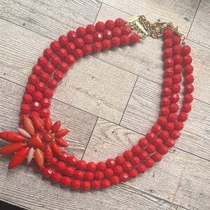 Elegant Red and Orange Beaded Necklace